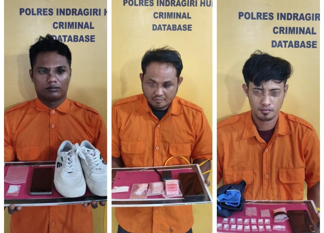 Polisi Amankan Tiga Pengedar Sabu di Inhu dengan Barang Bukti 11,31 Gram