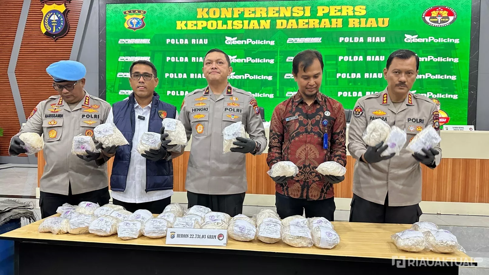 Polda Riau Sita 42 Bungkus Heroin Senilai Rp68 Miliar di Bengkalis