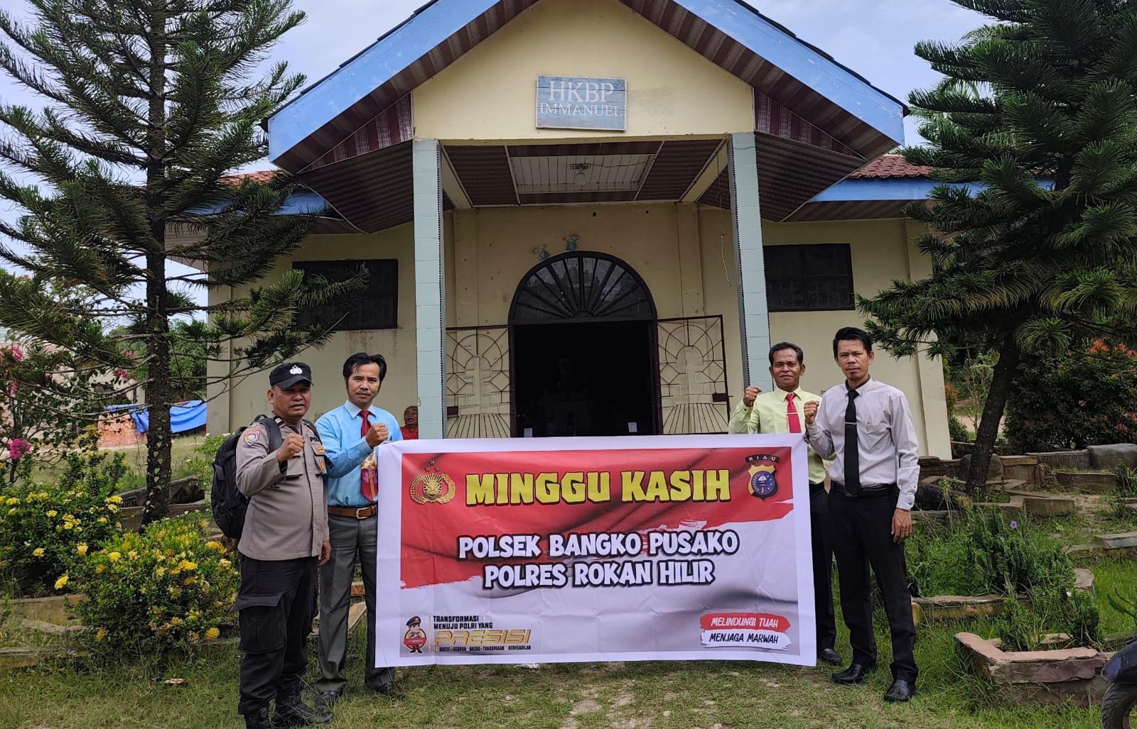 Ajak Jaga Kamtibmas, Polisi di Rohil Sampaikan Imbauan ke Jemaat HKBP Bangko Kanan