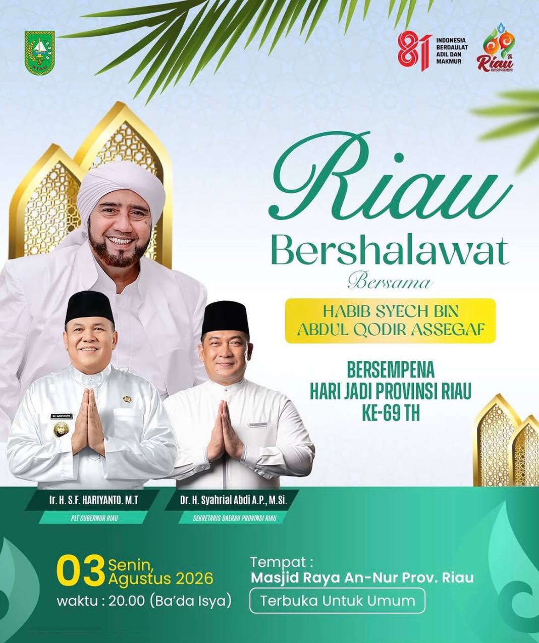 Terbuka Untuk Umum, Riau Bershalawat Jadi Rangkaian Hari Jadi ke-69